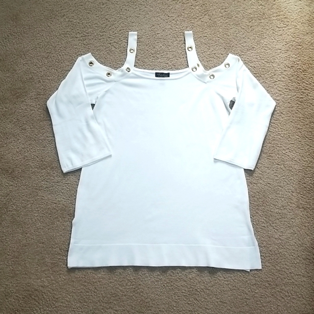 White Cold Shoulder Sweater